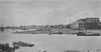 1869年、上海のバンド(港ぞいの通り)
